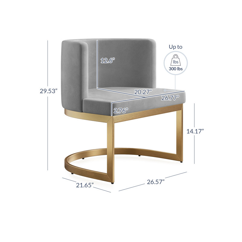 Chaise d'appoint 26,77 po, Or, Velours gris