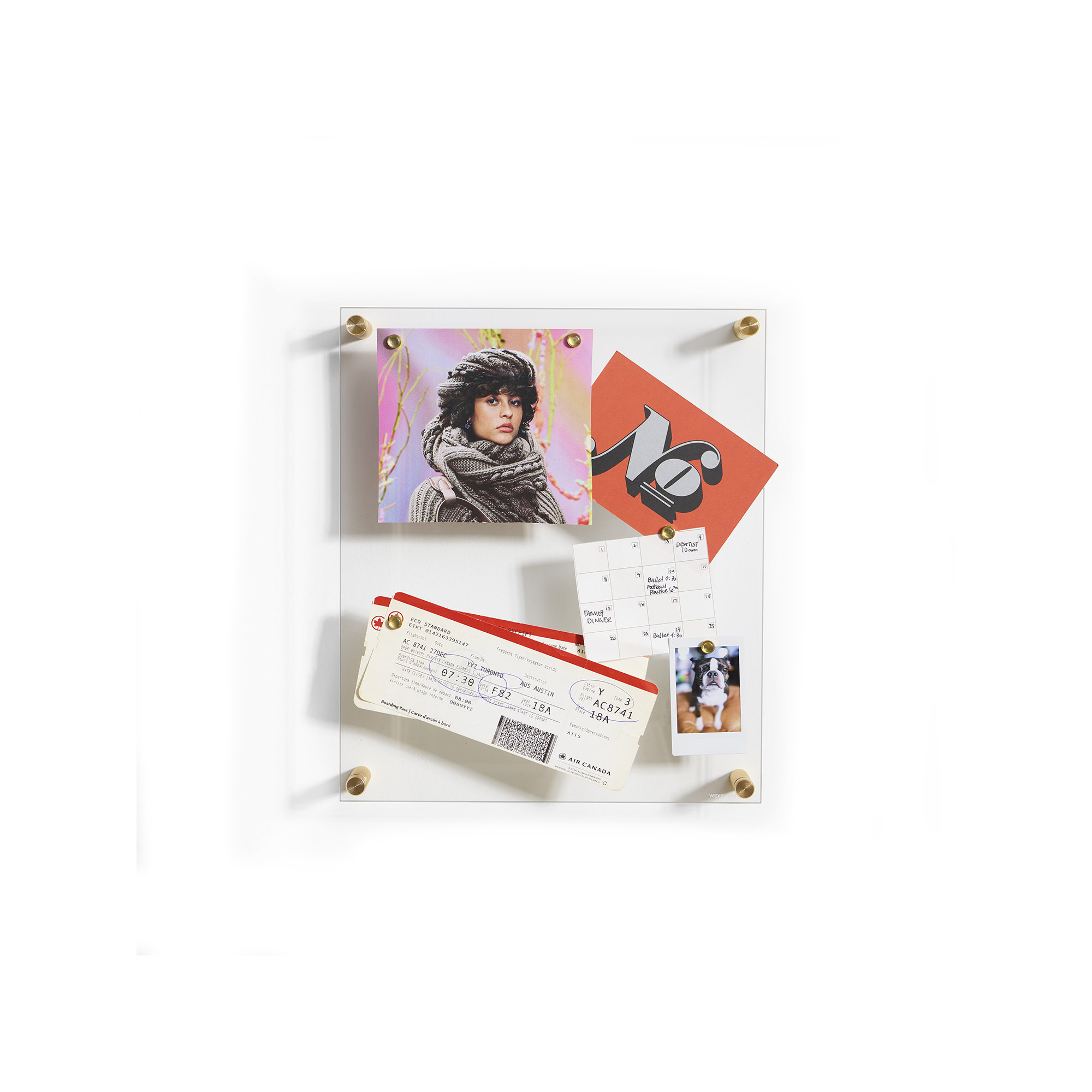 Easy Change Memo Board + Magnets, Gold, 12" x1 4"