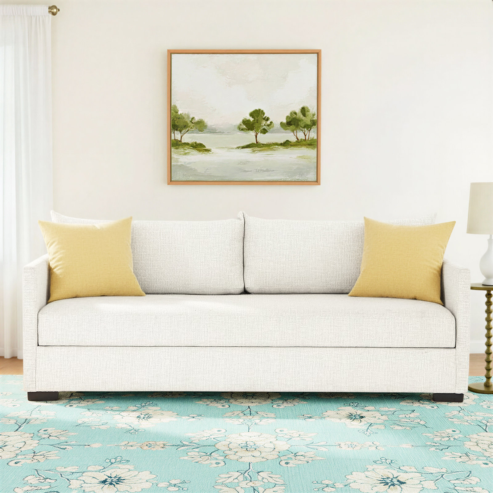 Cascade 86'' Upholstered, Alameda Snow, 34" H x 86" W x 42" D