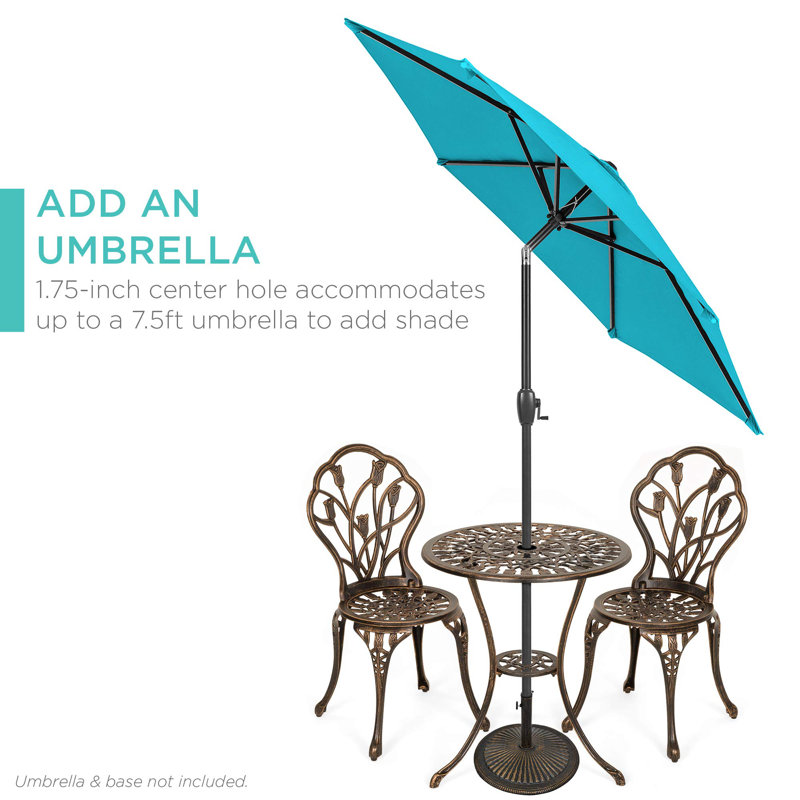 Copper Cast Aluminum 3-Piece Patio Bistro Set with Tulip Design