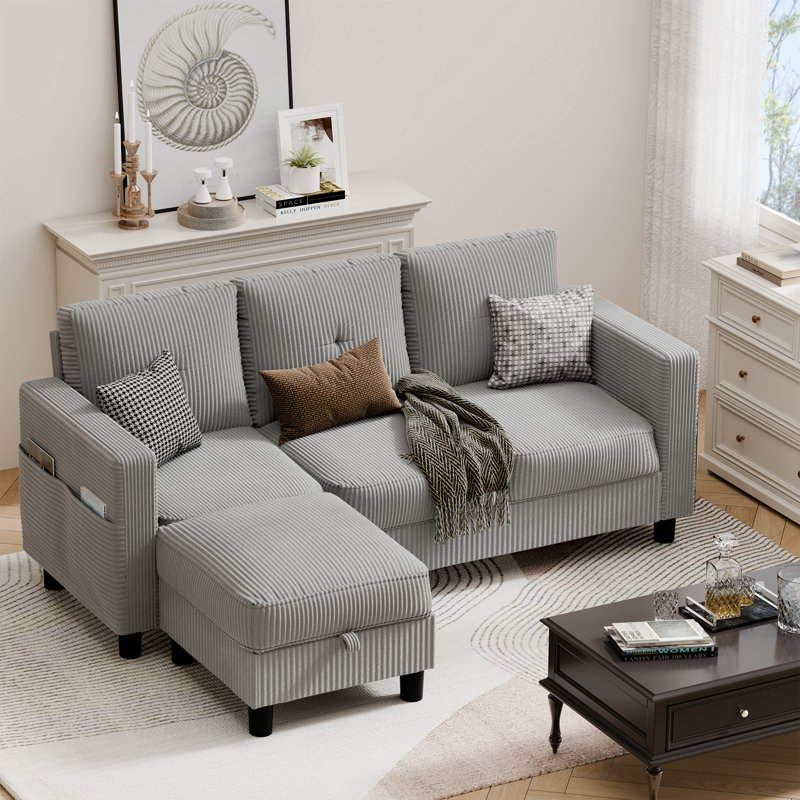 Serio upholstered sofa, Gris clair