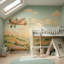 Vintage Airplane Wallpaper Pastel Sky Sunrise Wall Mural-1910788307-1910788309