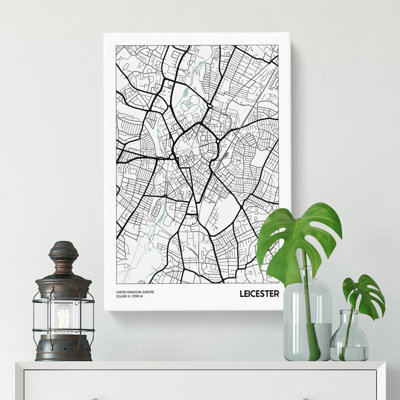 Map Leicester UK - Wrapped Canvas