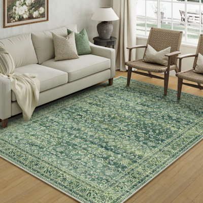  Tapis floral rétro vert