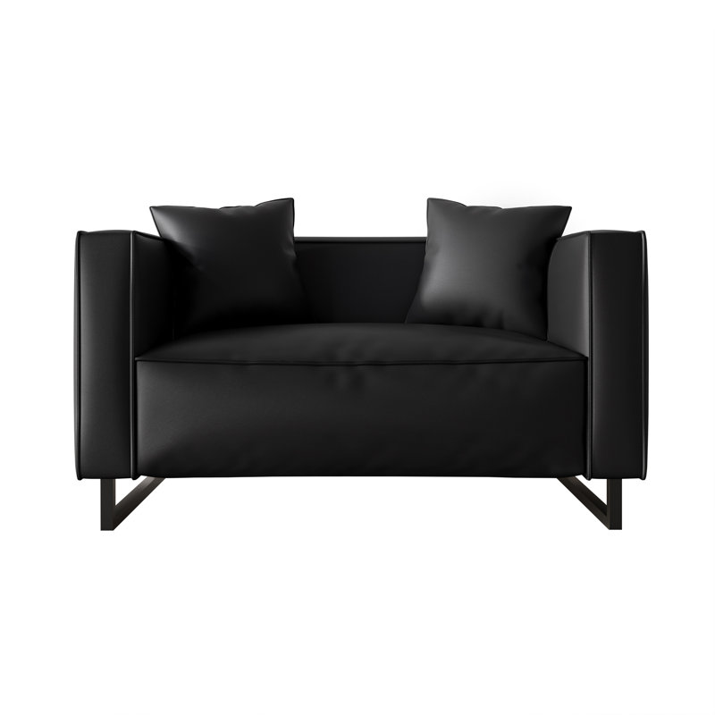 PU Leather Upholstered Loveseat, Black