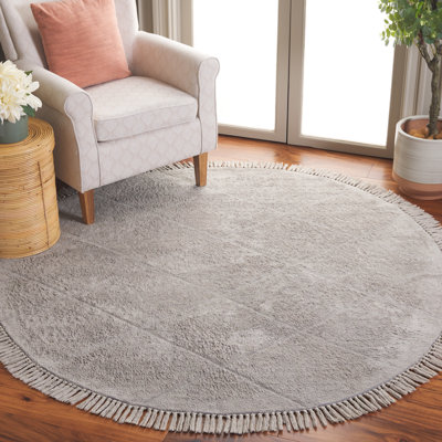 Tapis en coton tissé à plat à motif géométrique blanc / gris Laibaa
