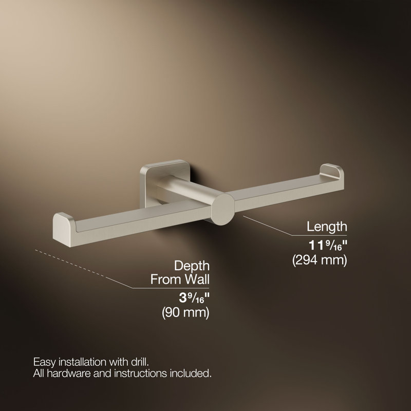 Parallel Double Toilet Paper Holder, Vibrant Brushed Nickel
