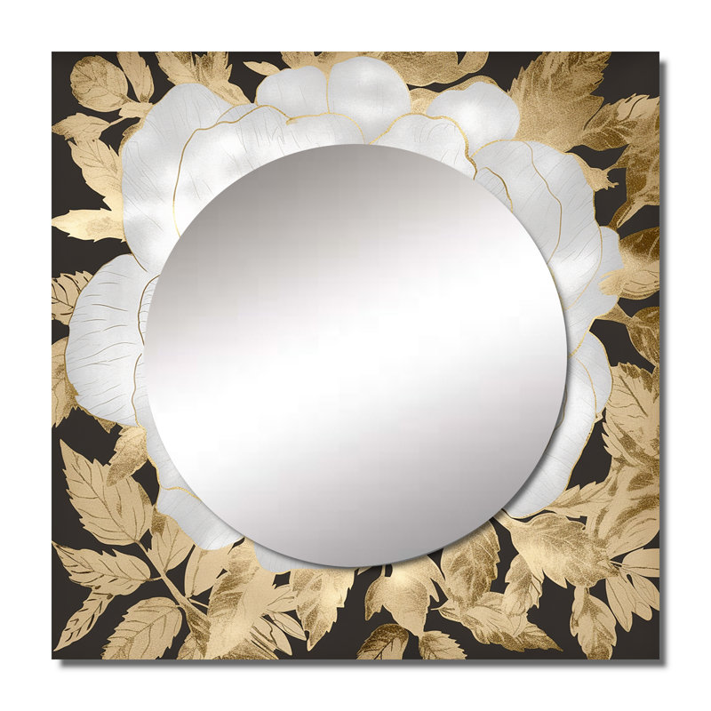 Dennae - Art mural miroir carré rose pour salle de bain, 29 po x 29 po