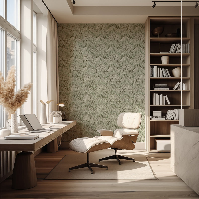 Jandaya Wallpaper, Green, Faux Grasscloth, Non-pasted