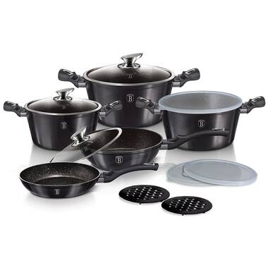 MICHELANGELO Granite Pots and Pans Set Nonstick, 13 Black 13 Piece