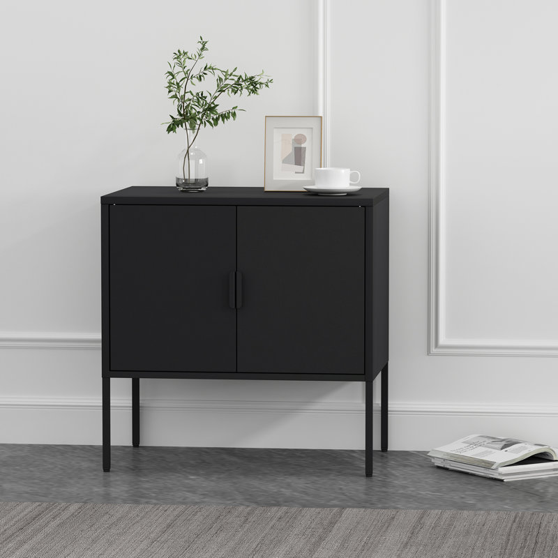 Ava 23.6 Accent Cabinet with 2 Adjustable Shelves, Black