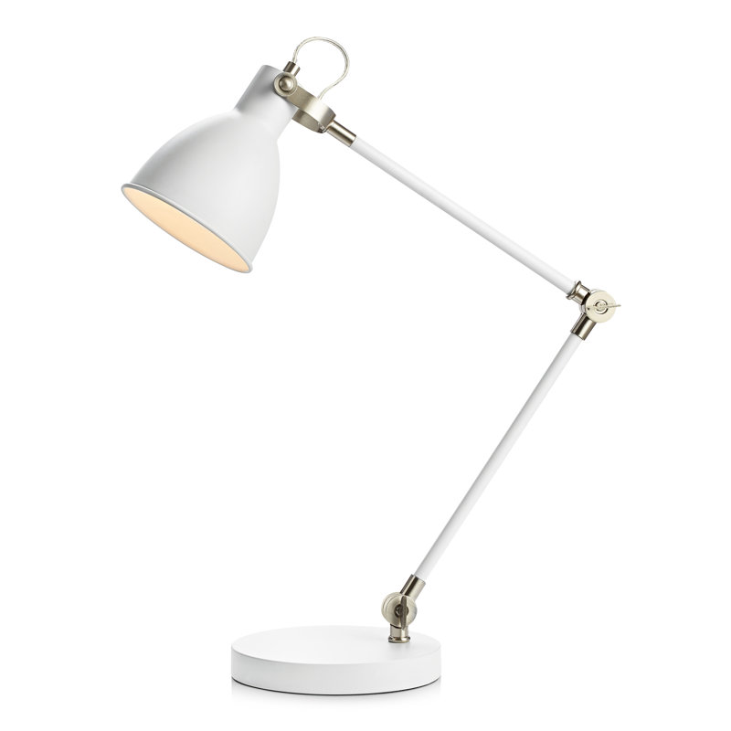 Pares Metal Desk Lamp, White/Steel
