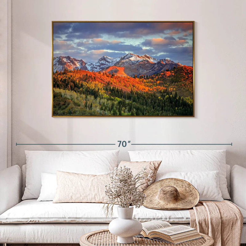Mont Wasatch, 46 po x 31 po, Cadre flottant doré