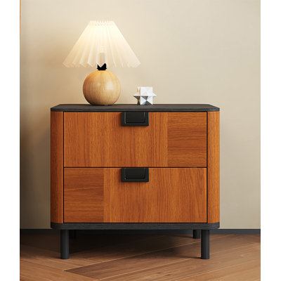 Vintage Style Multi Layer Wood Bedside Cabinet with Large Storage for Bedroom