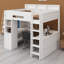 Structure de lit de jeu High Sleeper avec bureau en U, lumières DEL RVB intelligentes et ports USB, lit mezzanine multifonctionnel avec tiroirs et tablettes de rangement pour adolescents et adultes