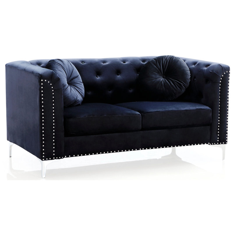 Causeuse de réception en tissu Marliz, Noir