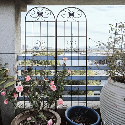 Metal Garden Trellis 86.7"X19.7" 4 Pack, Rustproof For Outdoor Planting, Black 86.7" X 19.7", Pack Plant Growth,
