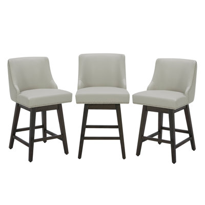 Arvelle Swivel Upholstered Counter Stool with Solid Wood Frame