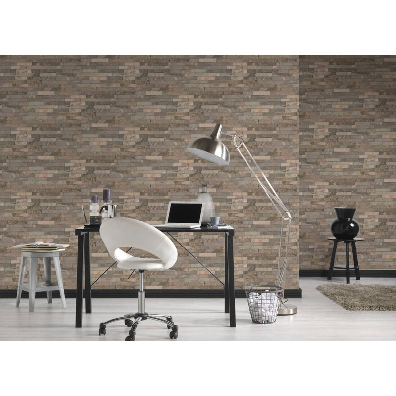 Rouleau de papier peint texturé Taloga, Beige / brun