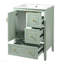 Meuble-lavabo 24 po avec lavabo, 1 armoire avec porte à fermeture douce, 3 tiroirs à fermeture douce, poignées en métal rétro, vert clair