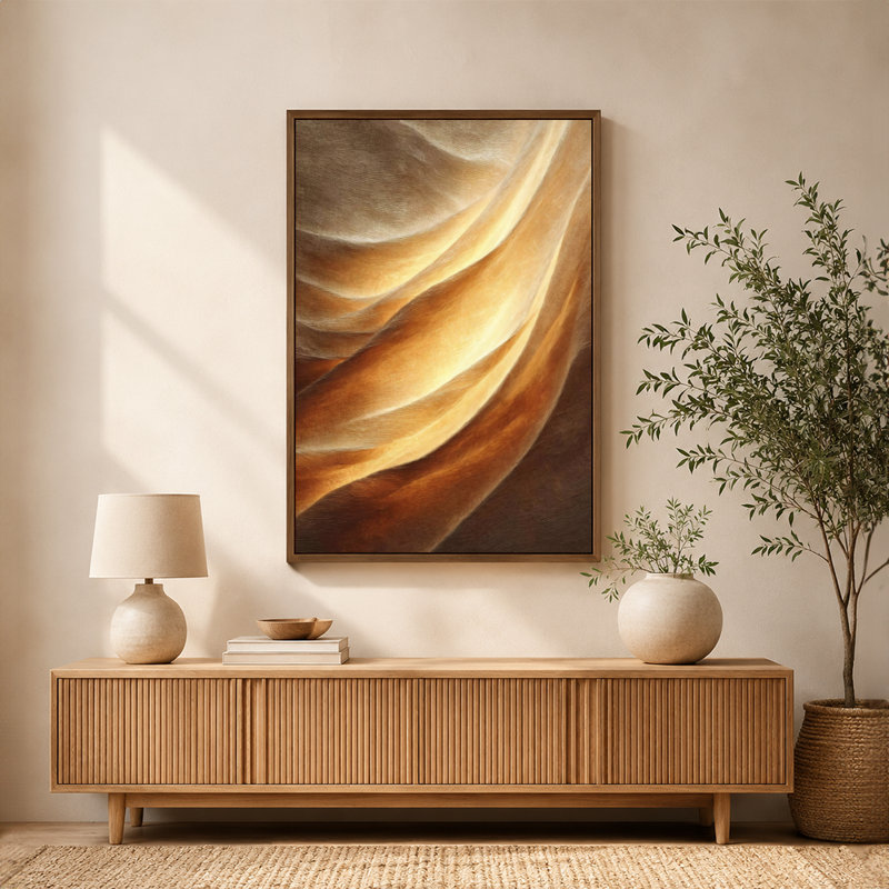 «Flowing Fabric Curves», art mural sur toile tendue avec cadre flottant, prêt à accrocher, 8 x 12 po, White