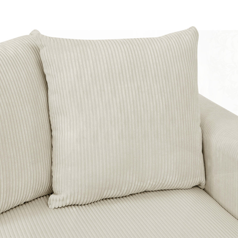 Canapé modulaire en velours côtelé 6 pièces, Crème, crème