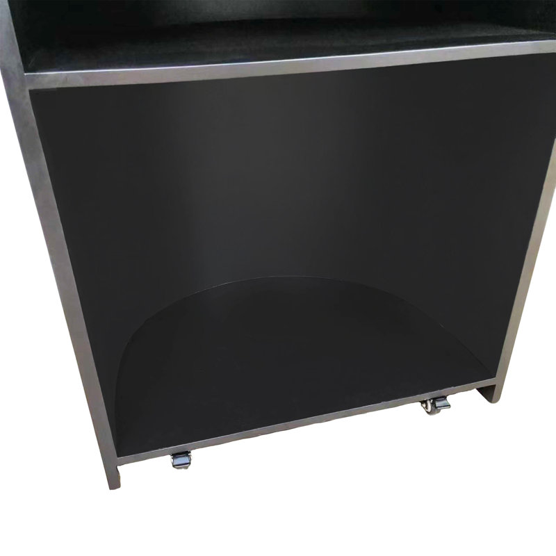 Large Black MDF Curved Mobile Podium with Shelving