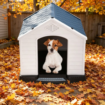 Niche intérieure et extérieure universelle en plastique, imperméable, isolante et bien ventilée, avec plancher surélevé, convenant aux petits, moyens et grands chiens, confortable et durable.