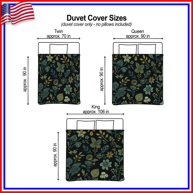 Botanical Floral Pattern Duvet Covers, Twin
