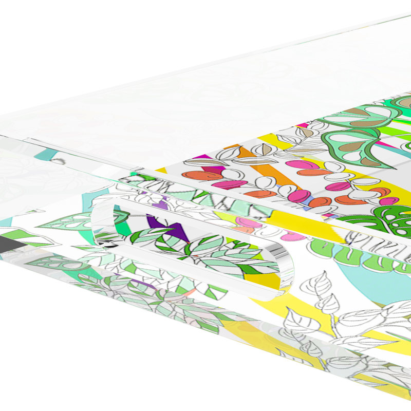 Sabi Jungle Natural Acrylic Rectangle Decorative Tray, 12.5"W x 7.75"D x 2"H