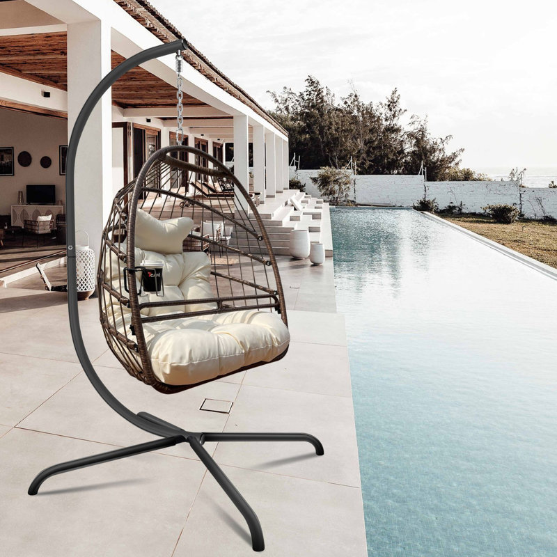 Chaise suspendue avec support pour l'intérieur - Coussin et coussin confortables, aspect moderne, gros œuvre