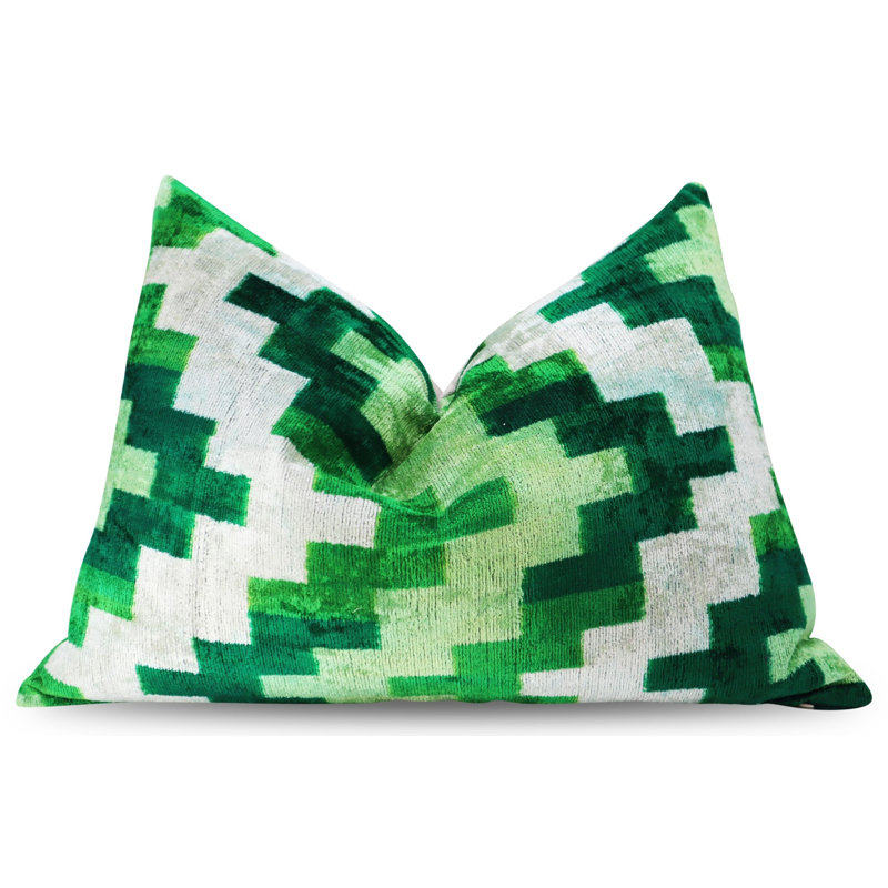 Lumbar Pillow Cover & Insert, Green/White
