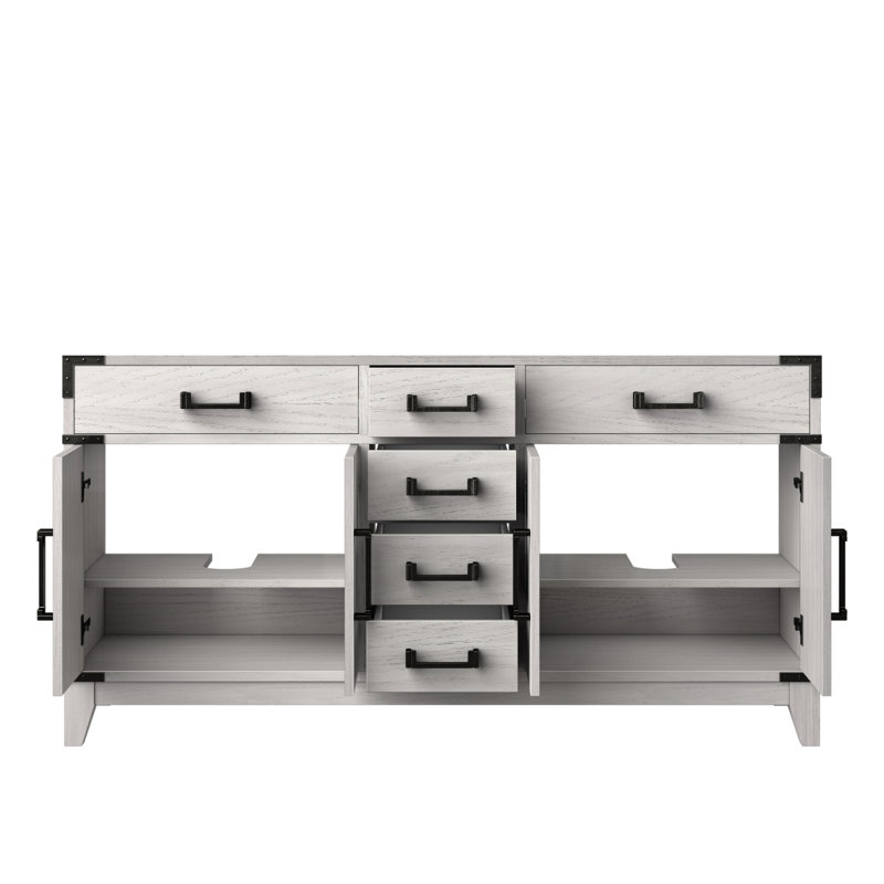Meuble-lavabo double en chêne blanc 60 po X P 22 po D, Chêne blanc