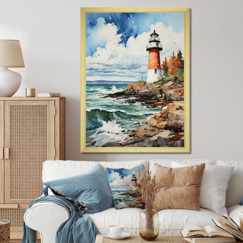 Phare canadien Erfried II, impression sur toile, Cadre photo doré, H 32 po x l 16 po x P 1 po