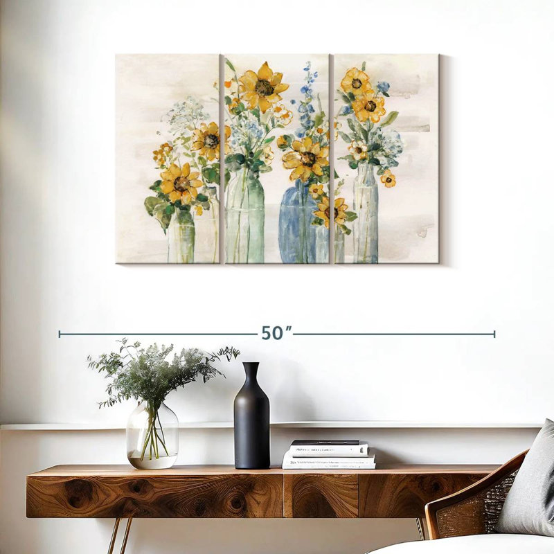 Tournesol spectaculaire sur toile, ensemble de 3 pièces, H 24 po x l 38 po x P 1,25 po