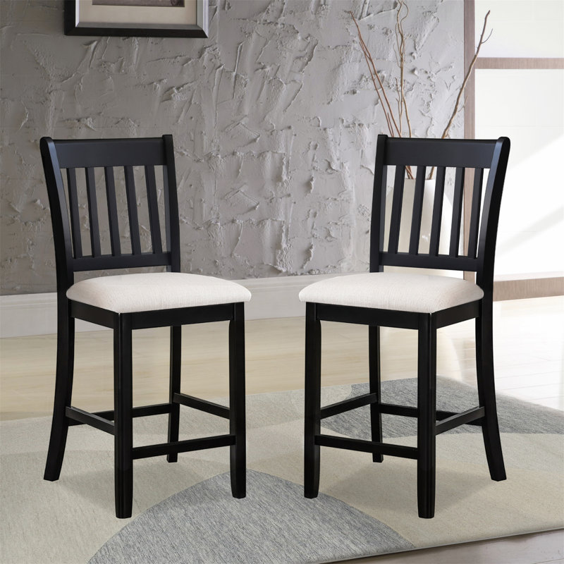 Transitional Dining Chairs Set Of 2 With Slatted Back Design