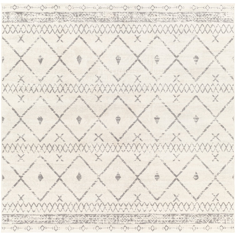 Tapis blanc et gris tissé au métier mécanique Herrod