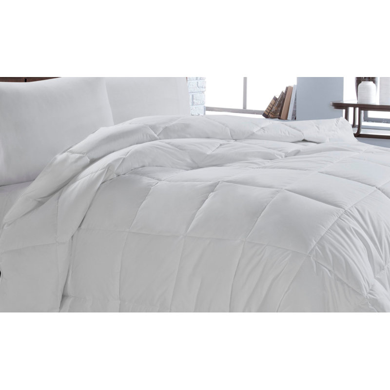White Twin Duck Down Medium Weight Comforter with Cotton Cover