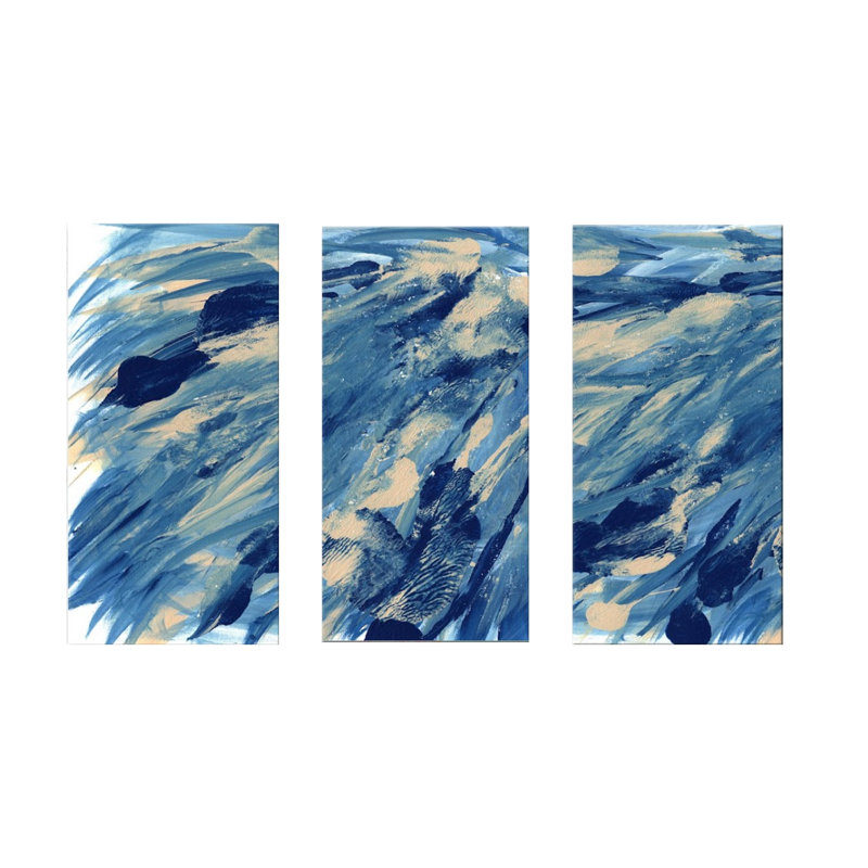 «Midnight Swim» par Coretta King Johnson, reproduction d'art sur toile 3 pièces, Toile naturelle avec cadre flottant