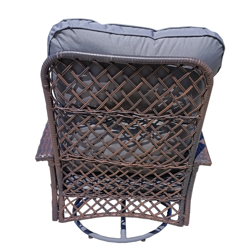 Halia Swivel Wicker Outdoor Lounge Chair, Dark Grey
