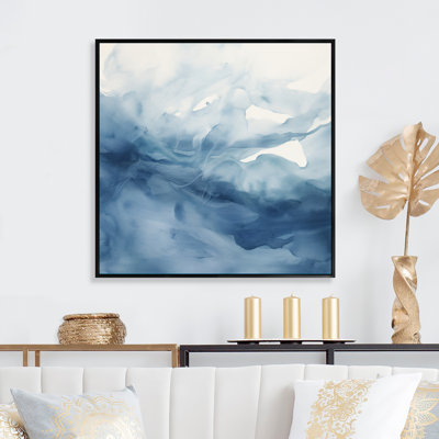 Blue And White Dancing Watercolor Clouds - Abstract Painting Wall Decor