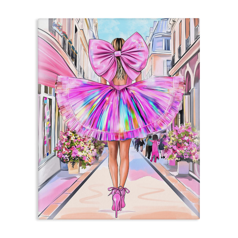 Prismatic Pink Bow & Dress Canvas, design par Jess Stempel, H 30 po x l 24 po