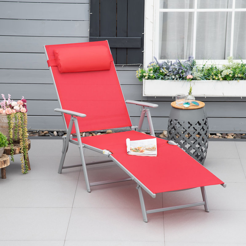 Fauteuil inclinable pliant robuste et réglable, rouge