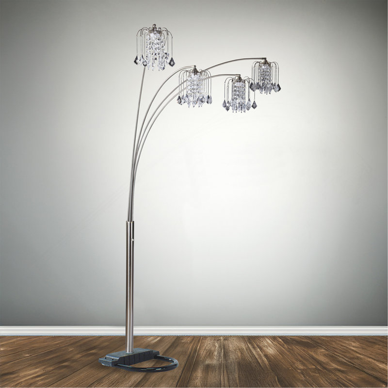 1Pc Modern Design Classic Luxury Sleek Multi-Head Floor Lamp Half Moon Radiant Crystal-Encrusted Sleek Metallic Stems