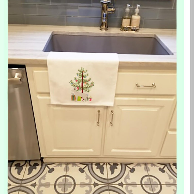 Peterbald Cat Merry White Kitchen & Bathroom Towel Set - 2 Decorative Hand Towels for Face, Hair, Yoga, Tea, Dishcloth - 19x25