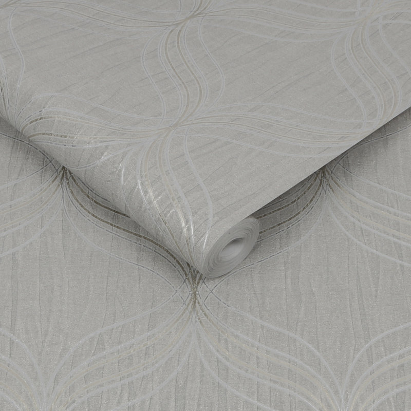 Rouleau de papier peint texturé optique Geo, Argent