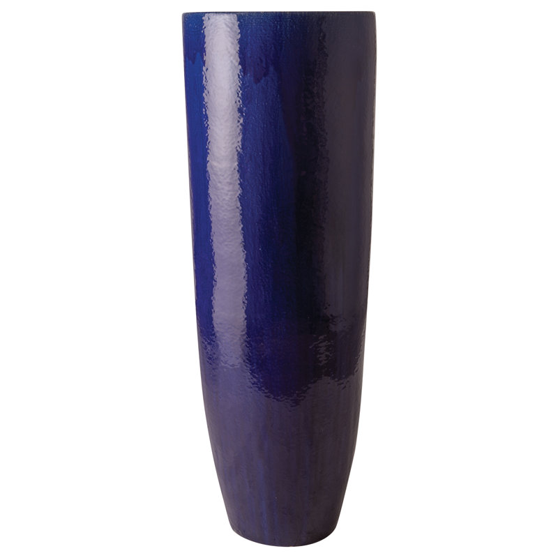 Pot de fleurs en céramique, Bleu, H 53 po x l 19 po x P 19 po