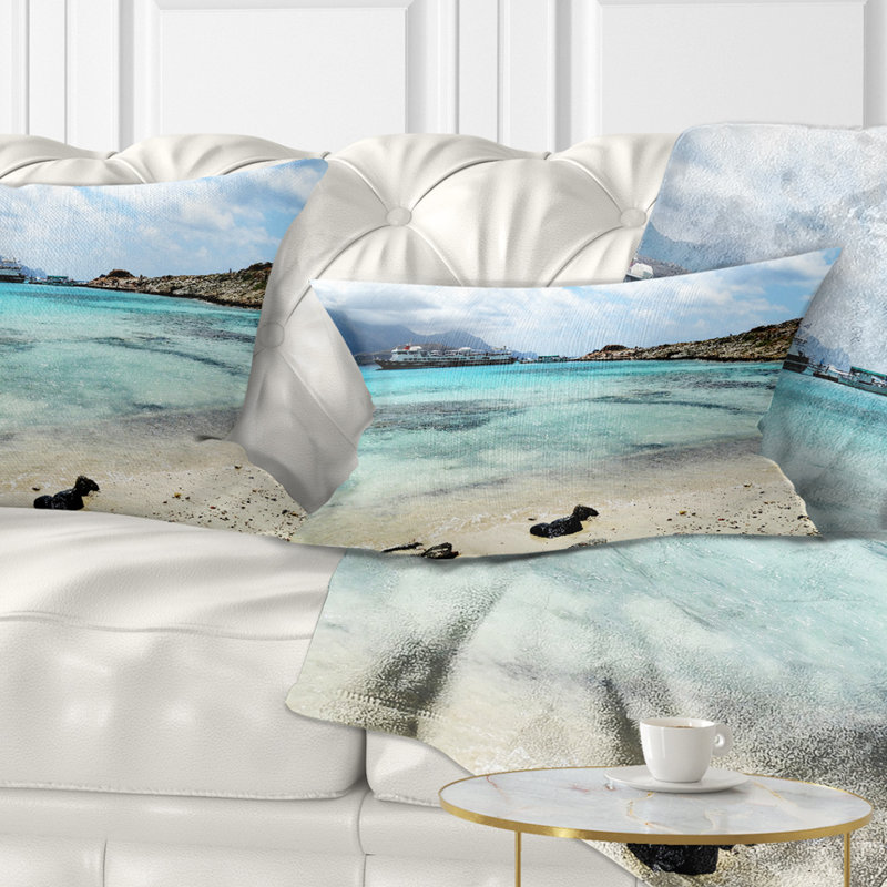 Coussin seascape pour îlot de grèce, 12 po x 20 po, Coussin lombaire