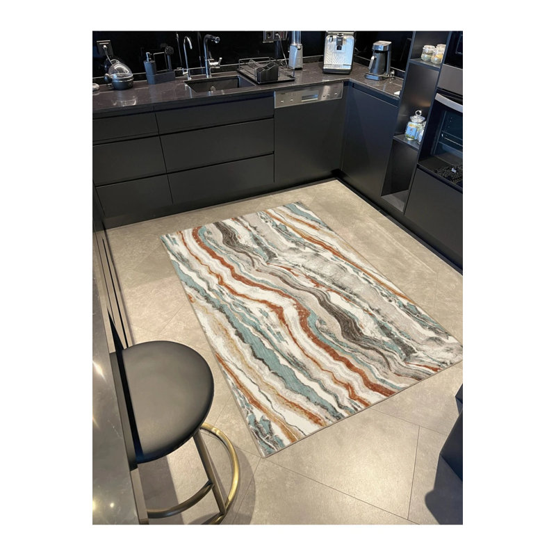 Cream Colored Traditional Decorative Washable Carpet, Round 4'