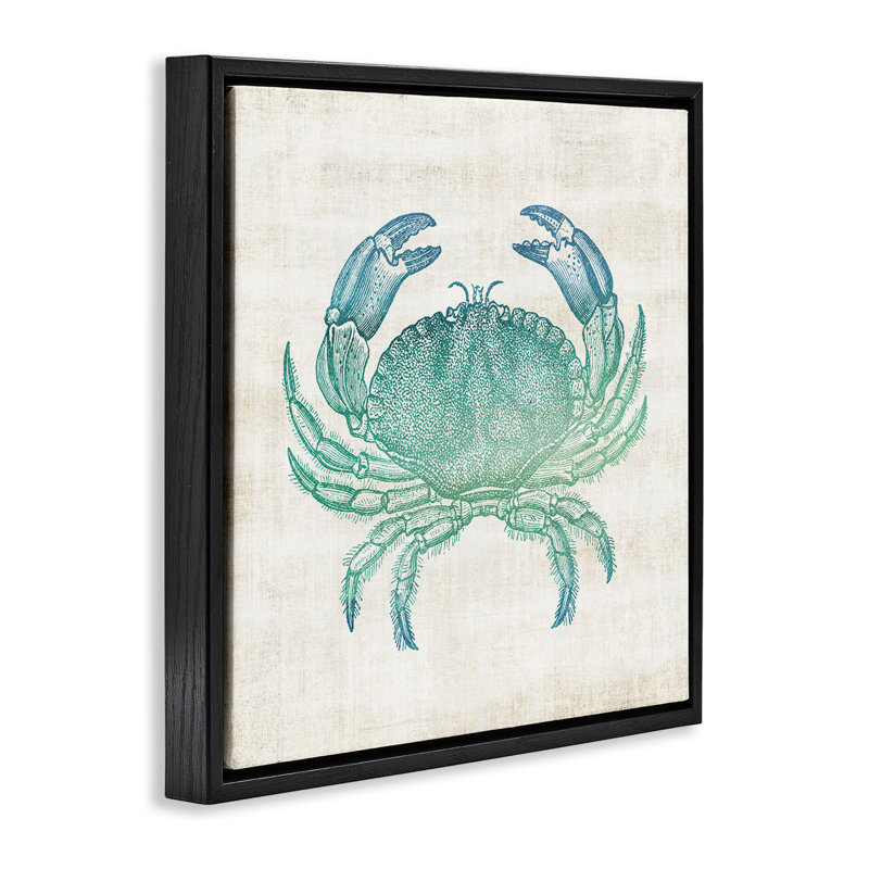 Cadre flottant Ombre Crab Impression, design par Susan Arnot, Cadre flottant noir de jais, H 18 po x l 18 po